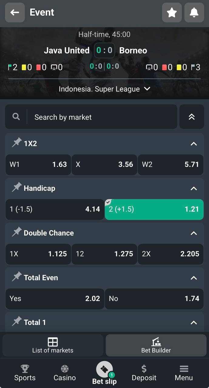 Planbet mobile betting interface with live match odds